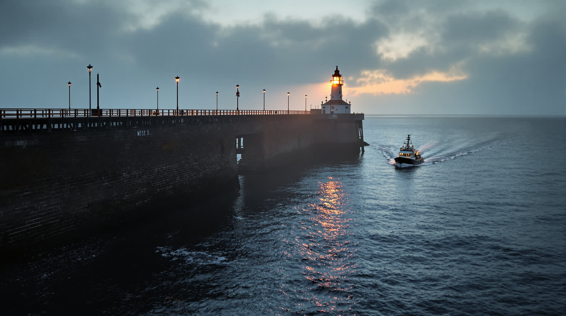 SeaSpray passing the Whitby piers