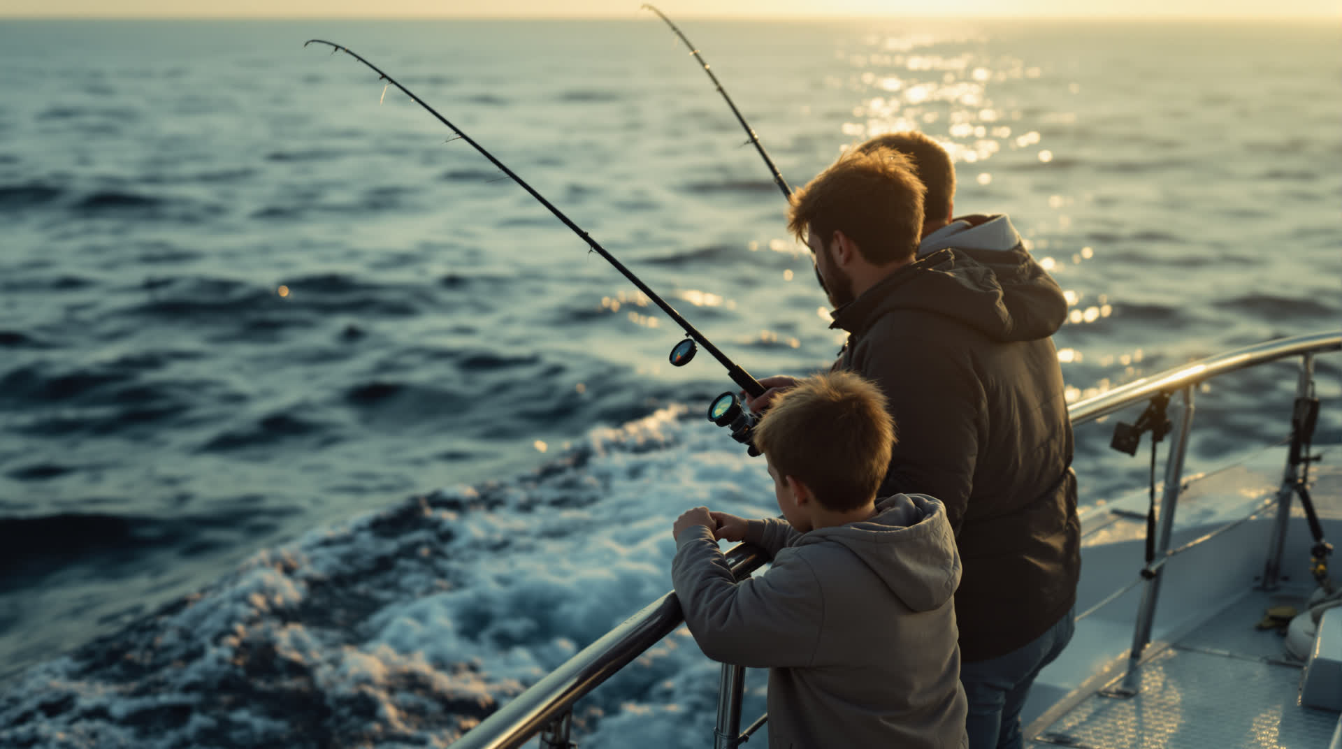 Family fishing on a half-day trip